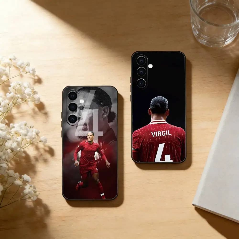 FOOTBALL V-Virgil van D-Dijk Custodia per telefono in silicone nero morbido per Samsung Galaxy A73,A72,A71,A70,A53,A52,A51
