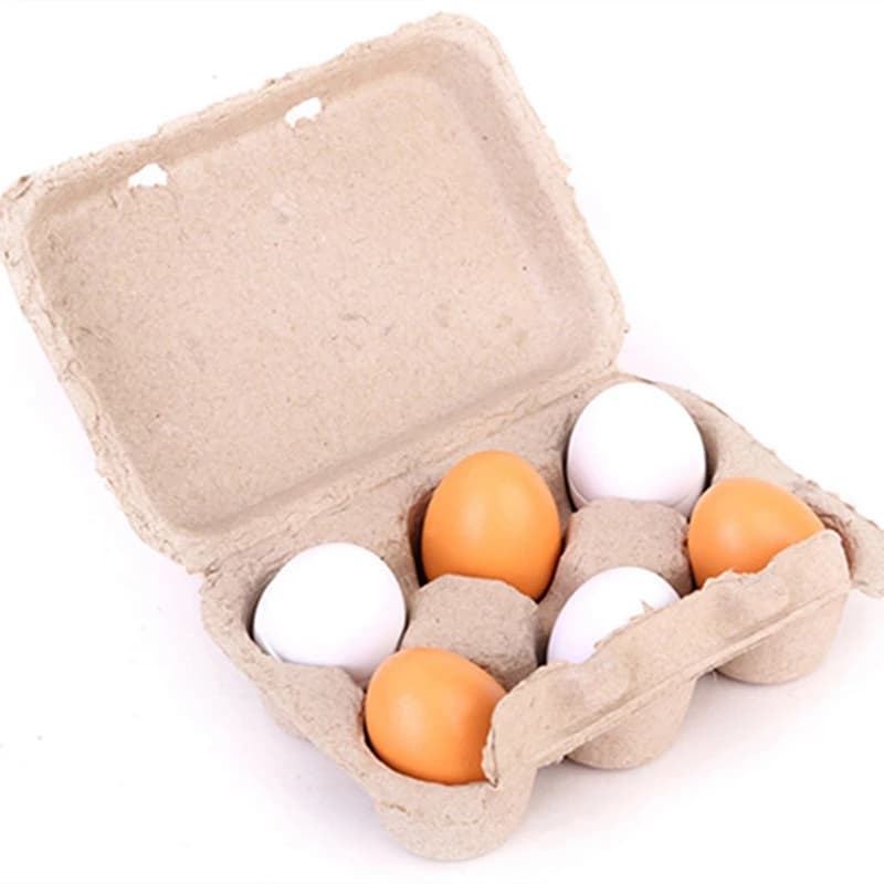 6 pezzi di simulazione uova di legno giocattoli set bambini finta gioca cibo di legno uova tuorlo cucina cibo bambini educazione per bambini giocattoli Montessori