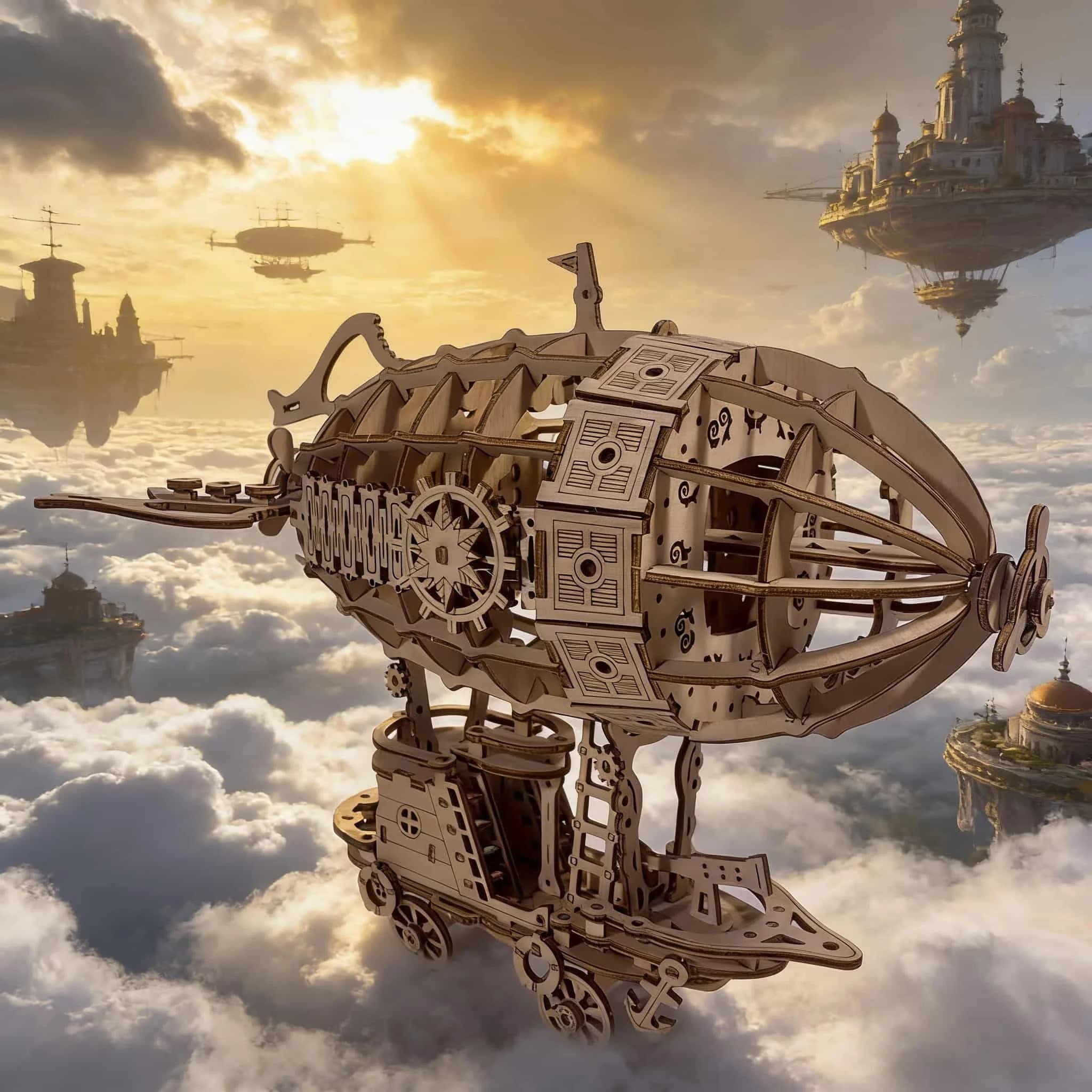 Airship DIY Wooden 3D Puzzle Model Kit - Creative Holiday Birthday Gift Toy
