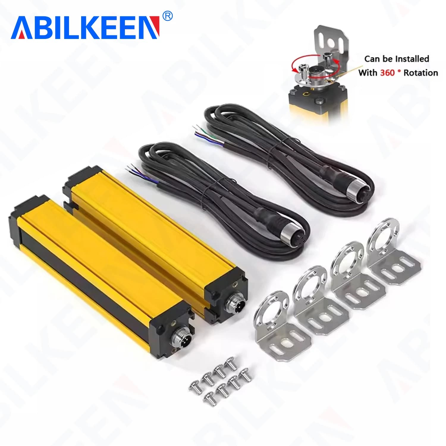 ABILKEEN Safety Light Grating Curtain Sensor DC12-24V Beams Beam Pitch 20MM 4-24 Beams Infrared Photoelectric Sensor Switch