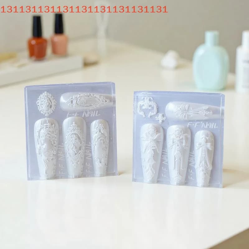 Stampo trasparente 3D per nail art, design con fiocco fai-da-te, cornice per foto di avatar in stile europeo, strumento in silicone per la decorazione del manicure