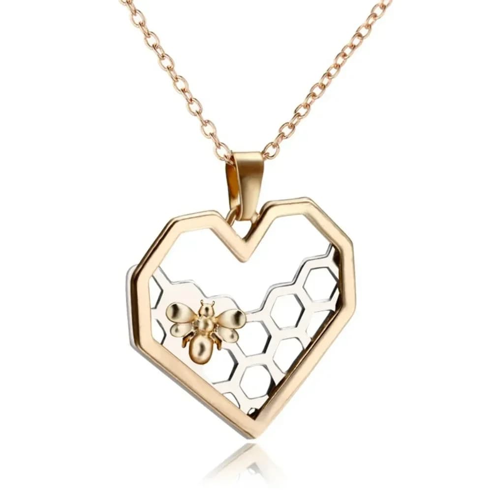 FSUNION 2025 Collana con ciondolo animale di nuova moda con design a forma di cuore a nido d'ape