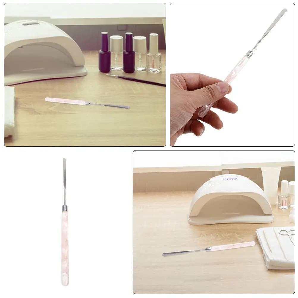 2 metal spatulas to mix makeup, foundation creams, precision applicator, stick to mix skin care products for beauty salons