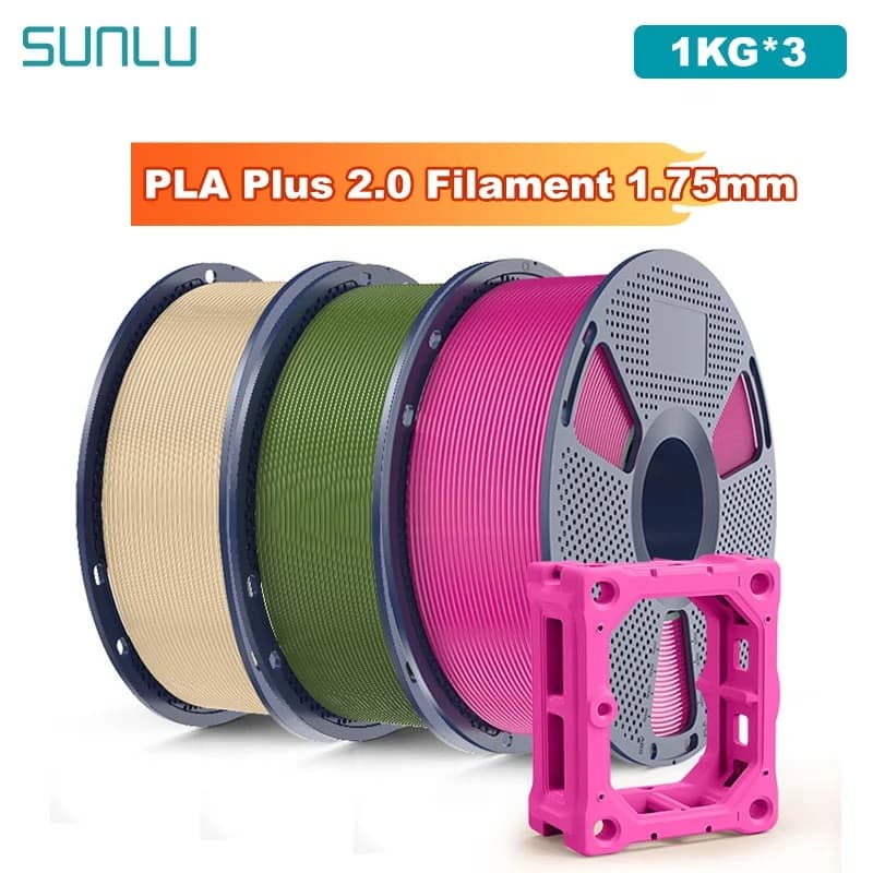 SUNLU 3KG PLA Plus 2.0 3D Printer Filament 1.75 mm 1000 g (2.2 pounds) Prewashed Filament without knots Suitable for most FDM printers
