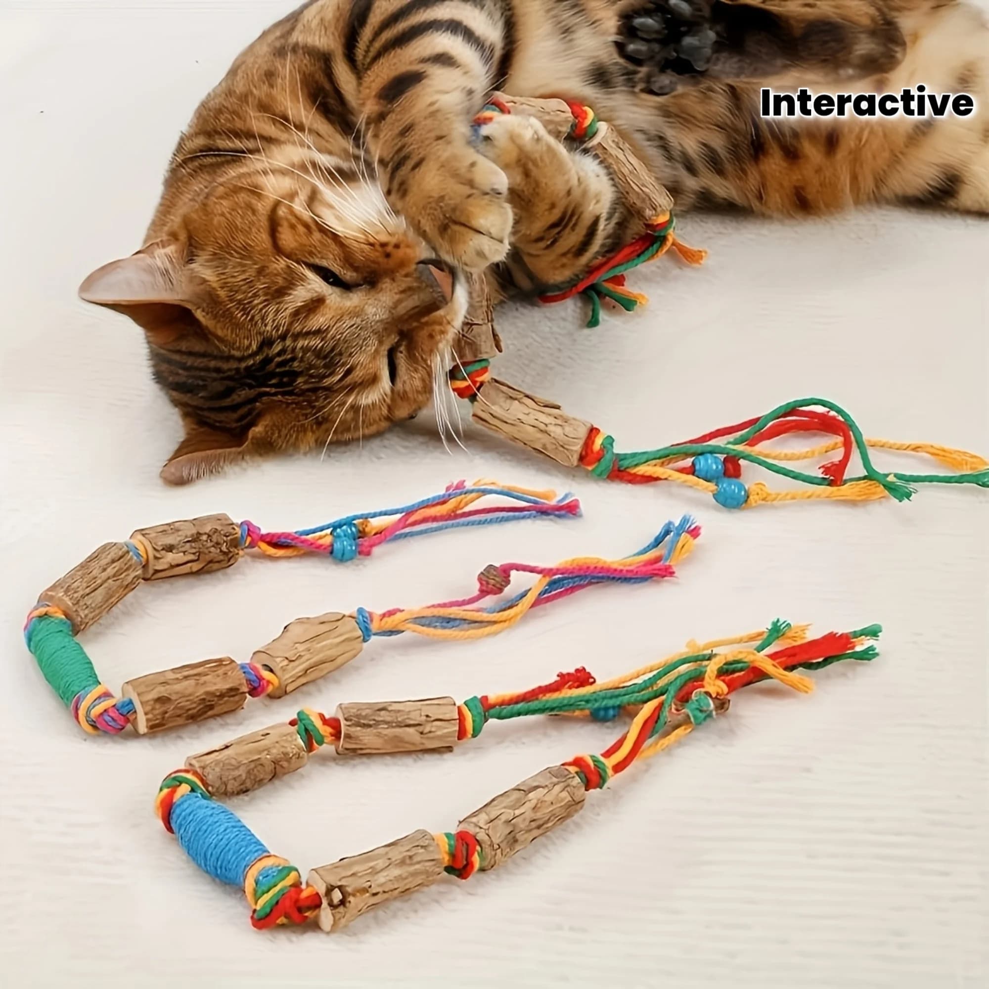 Un divertente e innovativo giocattolo per gatti con una resistente corda interattiva, progettato appositamente per la cura dentale