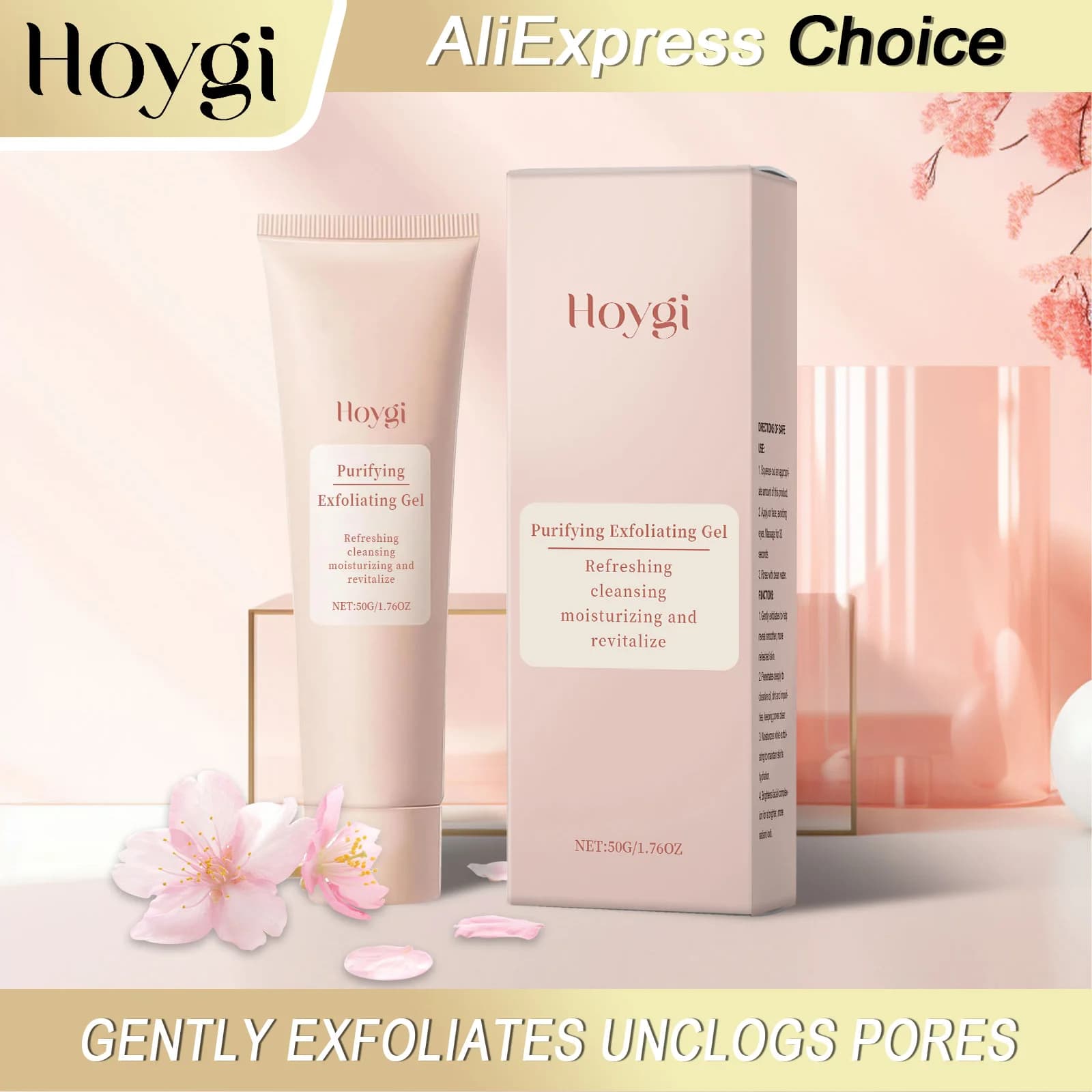 HOYGI Sakura Gel Esfoliante Pulizia Del Viso Pori Idratante Esfoliante Delicato Controllo del Petrolio Ridurre I Punti Neri Liscio Cura Della Pelle