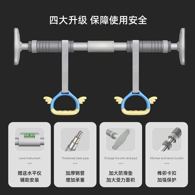 Horizontal bar for upgrade door Traction bar for domestic interior Fitness equipment with harness ring for children without holes