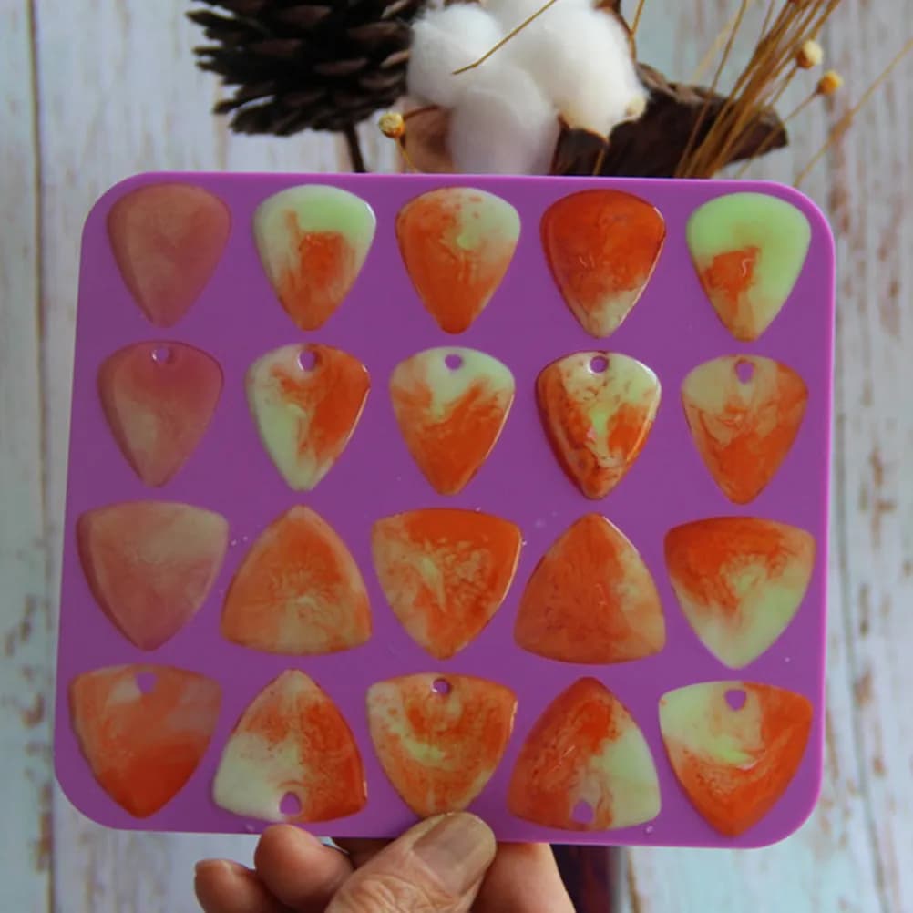 Stampo in resina per plettri da chitarra fai da te, 5 spessori, antiaderente, in silicone flessibile, per plettri in resina epossidica, stampo per fusione in resina