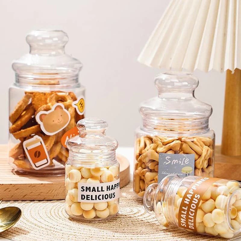 🌟1Pcs Plastic Transparent Candy Jars Plastic Cookie Jars Food Storage Container Reusable Cookie Container Countertop Organizer