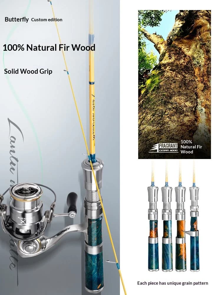Canna da pesca HASIDA Butterfly Custom Edition UL Ultra Soft Solid Tip Micro Lure per trote di torrente con doppio anello e parti in alluminio aeronautico