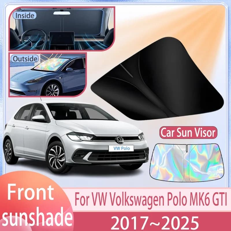 Auto Parasole Per VW Volkswagen Polo MK6 GTI 2017 ~ 2025 2024 2023 Parabrezza Anteriore Visiera Parasole Copertura Anti UV Protezione Accessori