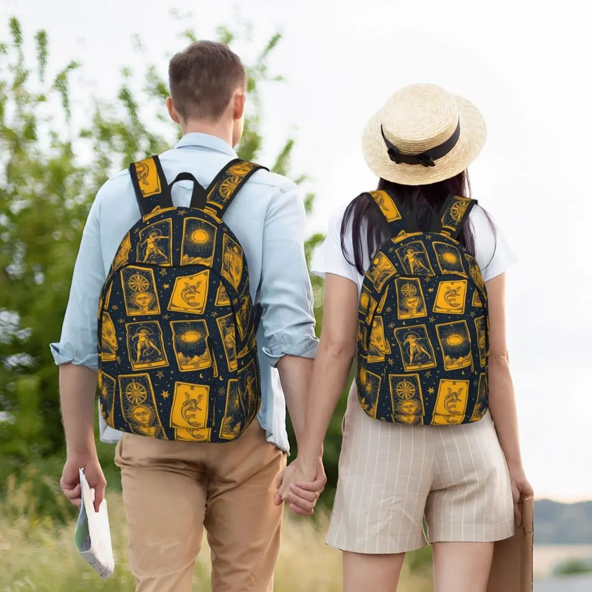 Tarocchi mistici - Zaino con motivo mazzo di carte enigmatico Studente Ragazzo Ragazza BookBag Borsa da scuola per bambini Borse a tracolla per laptop per uomo Donna