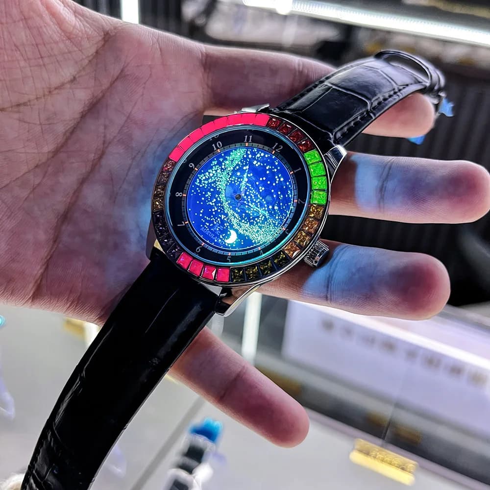 Orologio meccanico automatico da uomo con zaffiro di lusso Orologio da polso da uomo con cinturino in pelle resistente all'acqua delle migliori marche Reloj Hombre