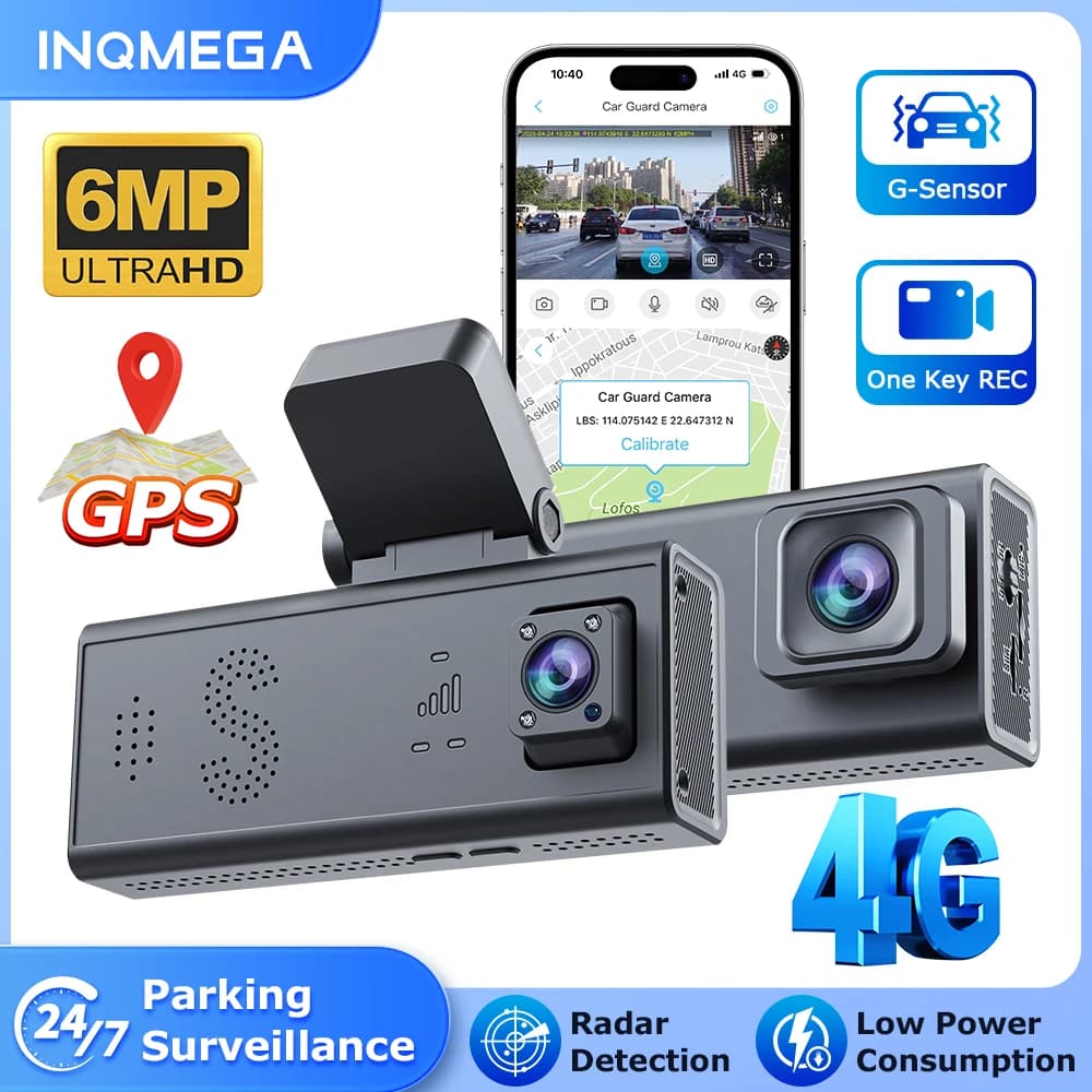 SHIWOJIA 6MP FHD 4G SIM Dash Camera con flusso live Doppia fotocamera GPS Tracking Car Cam Visione notturna 24 ore Monitor di parcheggio APP