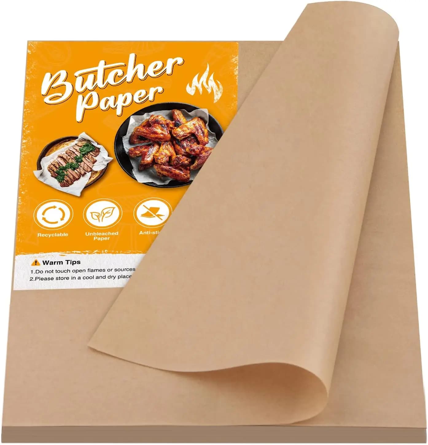 100 Sheets Butcher Paper for Sublimation, Brown Unwaxed 12x12 Inch for Smoking, Storing Meats