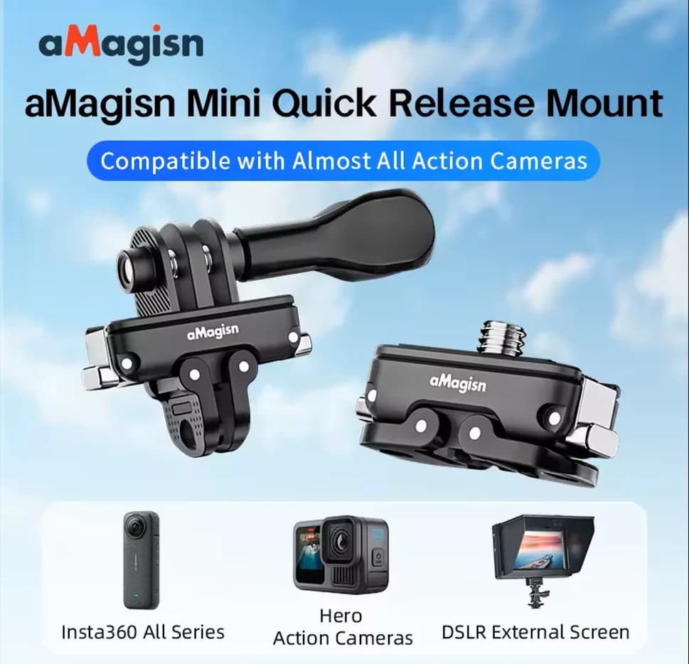 aMagisn Aluminum Alloy Magnetic Adapter Quick Release For GoPro Hero13/12/11/10/9/11mini/MAX/Insta360 X4/X5/DJI Action Camera
