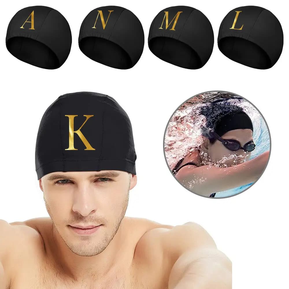 UNISEX Swimwear Series Letters, Woman's Bath Heads with Eye Protection, Diving Pool Headphones Students, Swimming Headphones