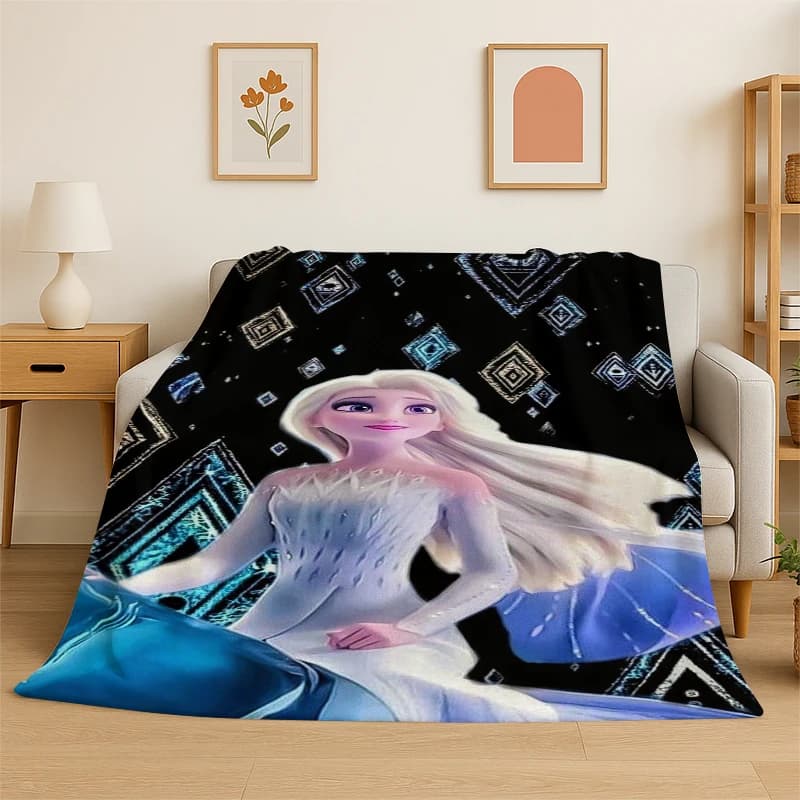 Coperta in Flanella Morbida e Calda con Personaggi di Frozen, Elsa e Anna, per Camera da Letto, Soggiorno, Viaggi, Picnic e Bambini