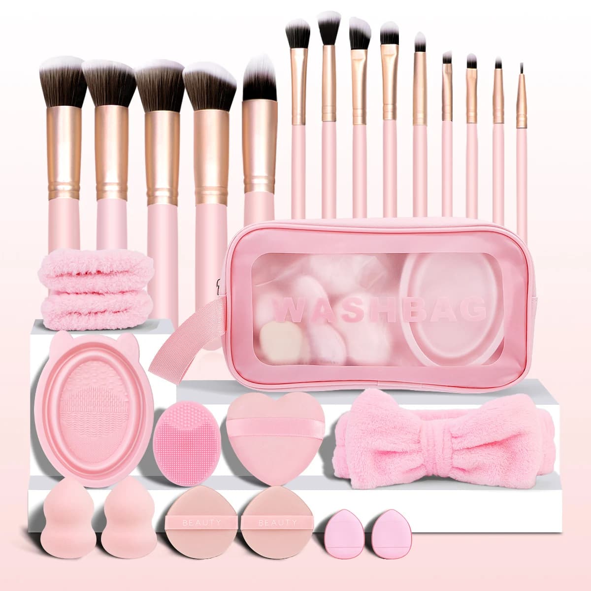 27-piece makeup tools set, including makeup brushes, hair band, wrist sponge, dust ball, silicone head, makeup brush tools, et