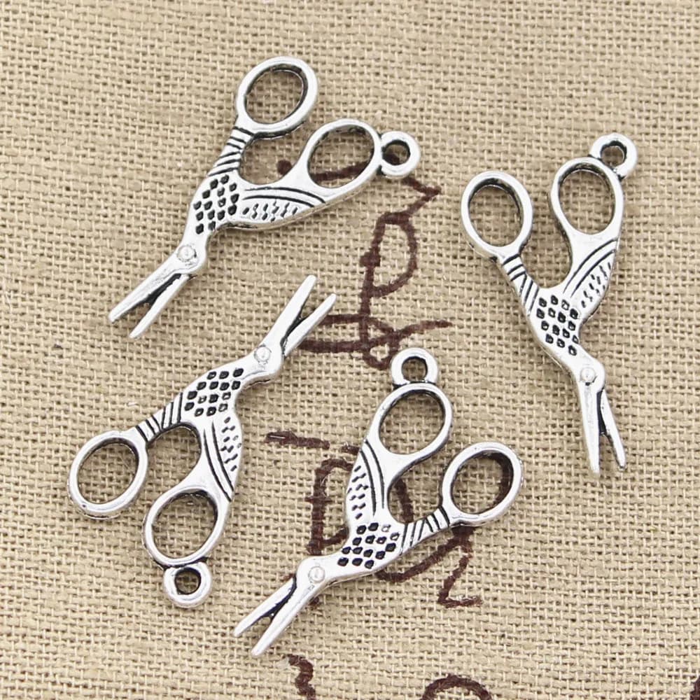 20pcs Pendenti E Ciondoli Cuciture Forbici 28x15mm Bronzo Antico Argento Colore Pendenti Con Gemme E Perle Che Fanno FAI DA TE Fatti A Mano Tibetano Gioielli in Bronzo