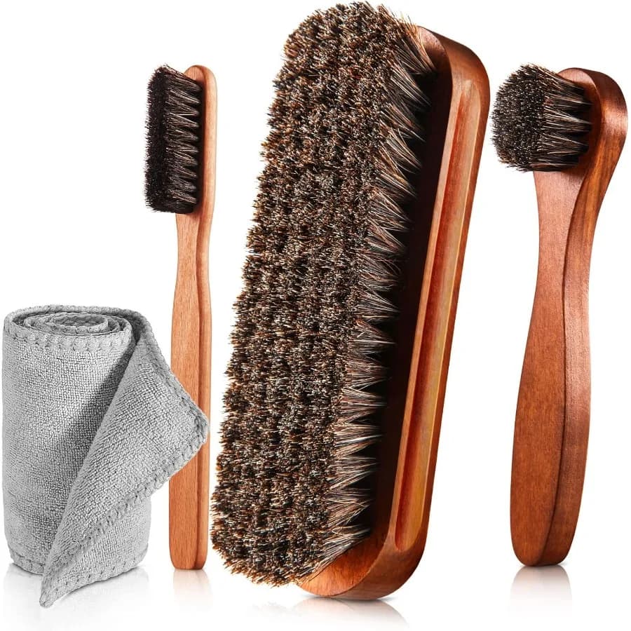 4 pezzi Horseh Shine Scarpe Kit spazzole Polish Dauber Applicatori Pulizia scarpe in pelle Stivali Spazzole per la cura Spazzola detergente in pelle scamosciata con