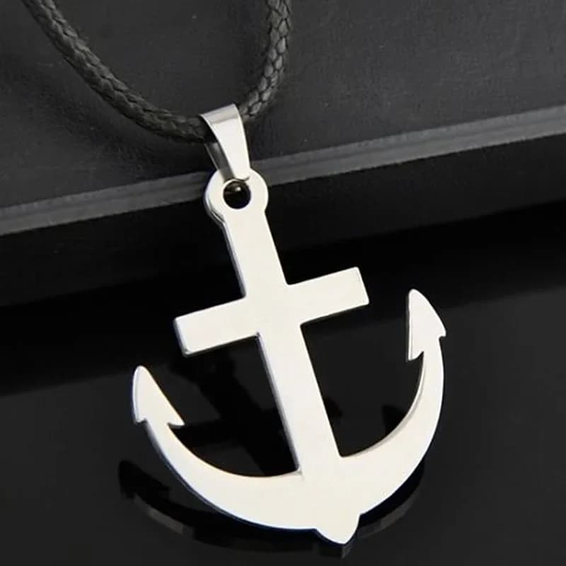 1PC Sailor Style Stainless Steel Rudder Anchor Pendant Necklace Unisex Couple Party Favor Jewelry