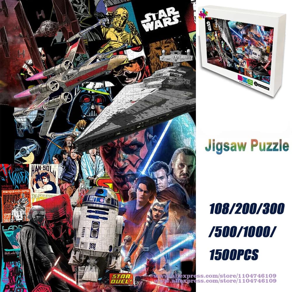 Star Wars Puzzle Jigsaw 108/200/300/500/1000/1500 Pezzi Puzzle Intelligenza Regalo di compleanno/Natale con scatola colorata stampata
