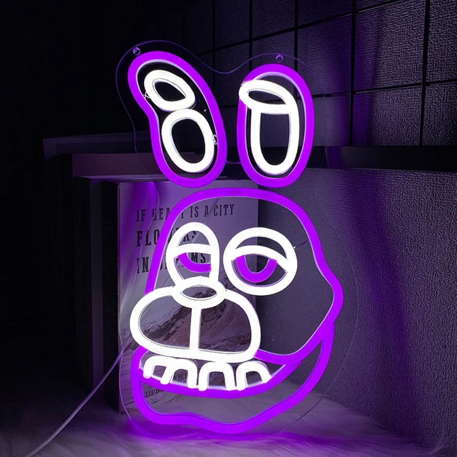 Bonnie The Rabbit Insegna al neon, utilizzata per la decorazione della parete, alimentata tramite USB, camera da letto, sala giochi, club, feste a tema, lampada da parete con targa Man Cave.