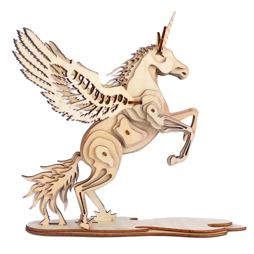 3D Unicorn Wooden Puzzle Educational Childrens Activity Kit for Creativity Concentration Confidence Hand Eye Coordination