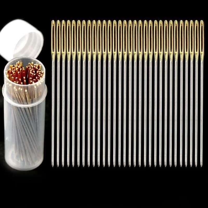 Set di aghi da ricamo a punto croce a tre fili con testa tonda, kit di strumenti per ricamo, aghi da ricamo per tessuti fai da te e cucito domestico
