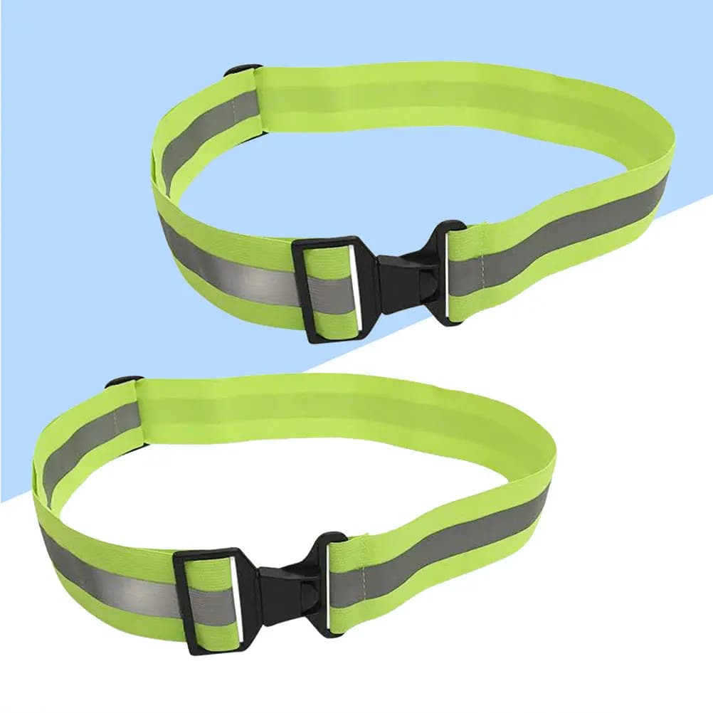 2 cinture riflettenti verdi fluorescenti, cintura elastica regolabile, fascia di sicurezza ad alta visibilità per corsa, ciclismo, camminata notturna