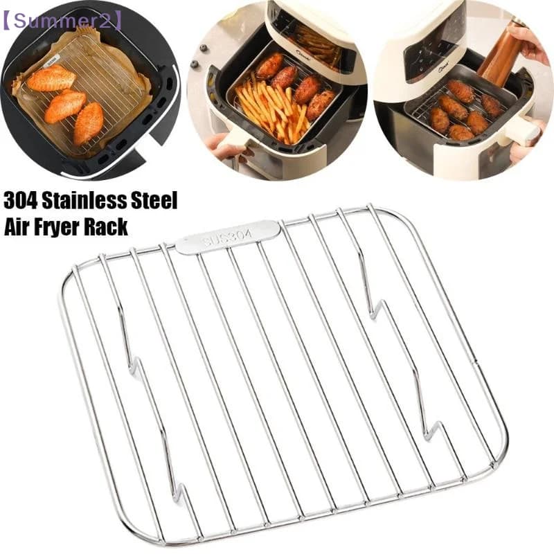 【Xia2】Stainless Steel Air Fryer Oil Drain Rack For 3.5-1L Deep Fryer Heat Resistant For Home Kitchen Grilling Baking Roasting{S}
