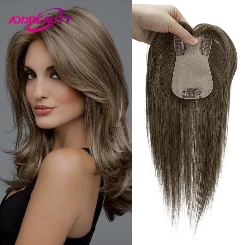 7x11 cm Women Wig Wig Wigs Human Hair Base Straight Silk Women Topper Brazilian Real Natural Human Hair System Clip in the Wig
