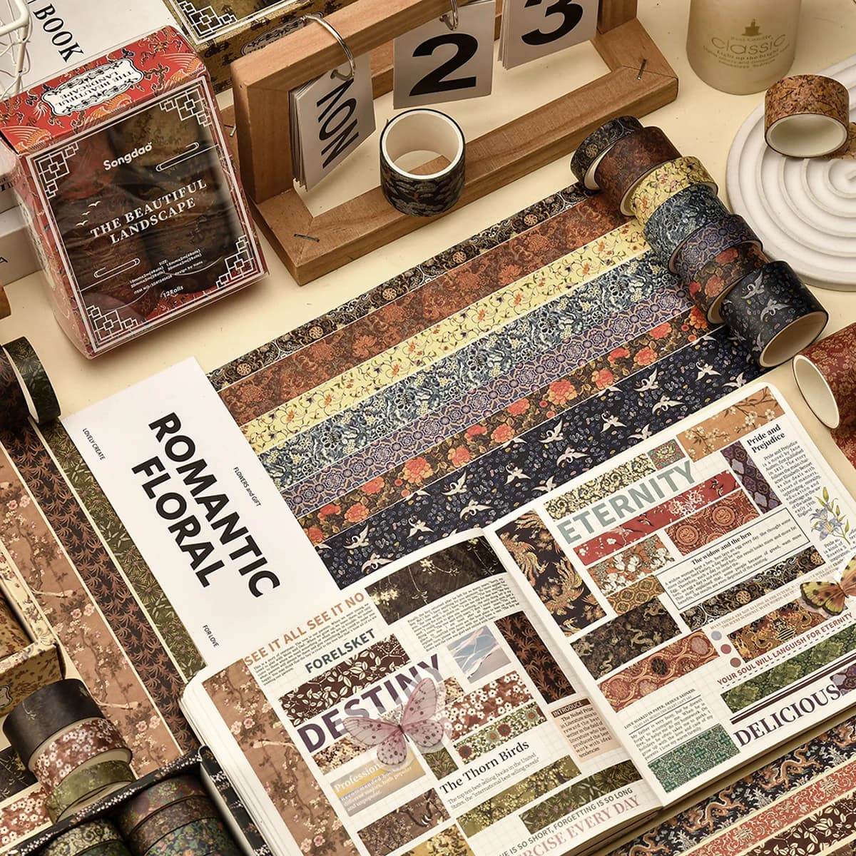 12 rotoli/scatola squisito set di nastri washi vintage, rotoli di nastri decorativi fai-da-te e nastro washi da imballaggio per regali per amici