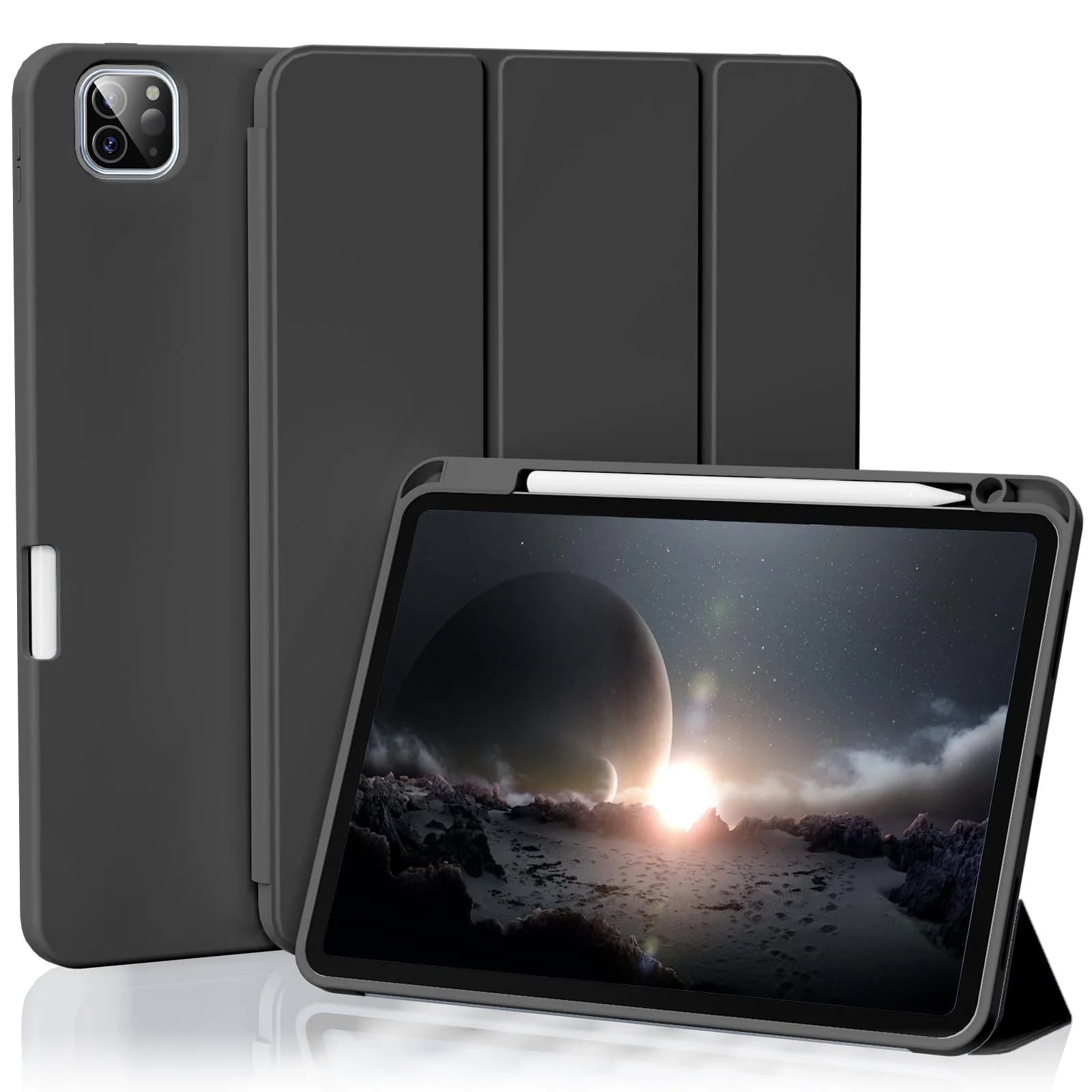 Per iPad Pro Custodia da 11 pollici 4a/3a/2a generazione con portapenne, per iPad 11 Pro Case 2022/2021/2020, Stand Flip Smart Cover