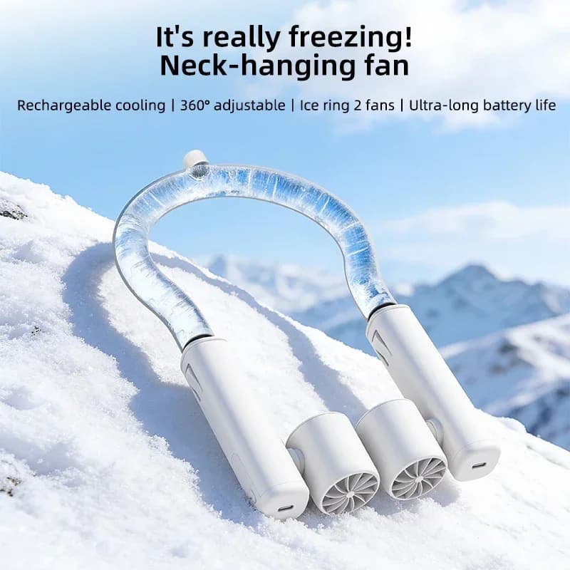 Ventilatore da collo regolabile con anello refrigerante, 360 ° Ventilatore portatile da collo rinfrescante, potente e silenzioso, design leggero per una facile maneggevolezza