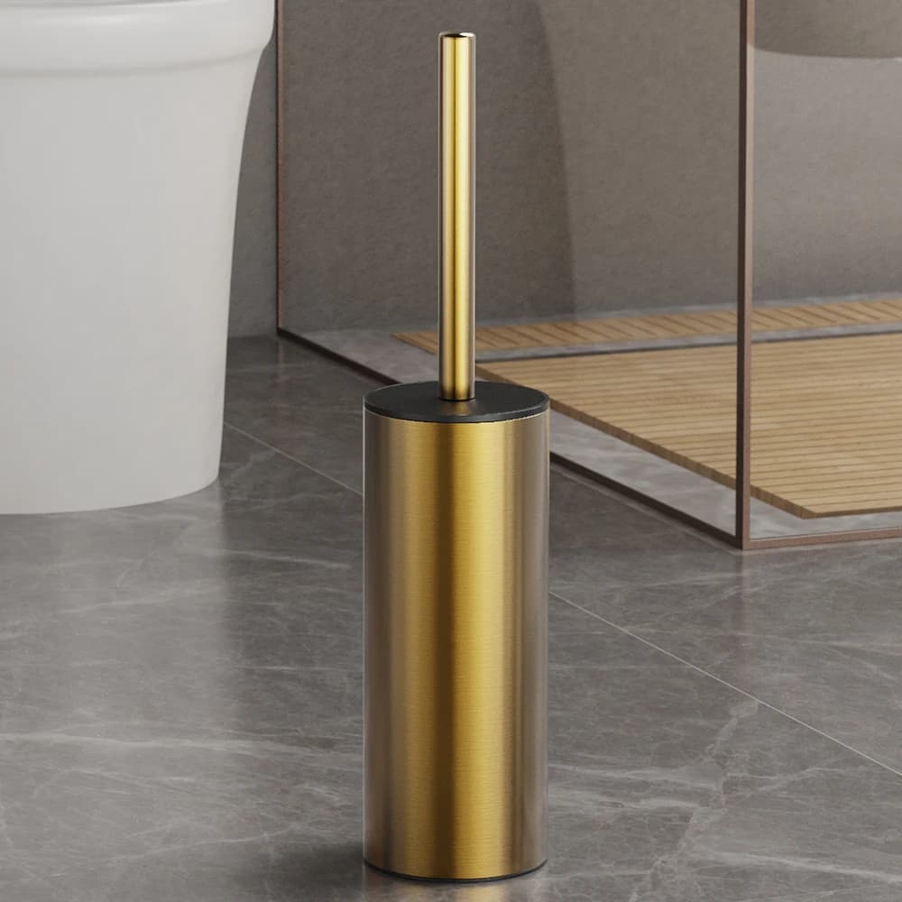 Spazzola per WC in acciaio inossidabile dorato/argento/nero con manico lungo per la pulizia profonda del bagno