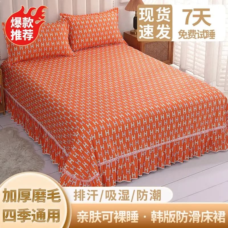 Gonna Bed With 2 Pillow Covers Home Textiles Cotton Sheet With King Size Queen Bed skirt Soft bed for bedroom