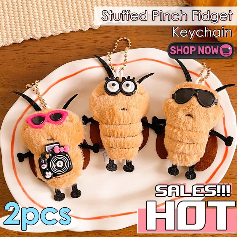 2Pcs Stuffed Animal Cockroach Keychain Backpack Pendant Car Key Holder Pendant Cartoon Bag Charm Halloween Couple Gifts