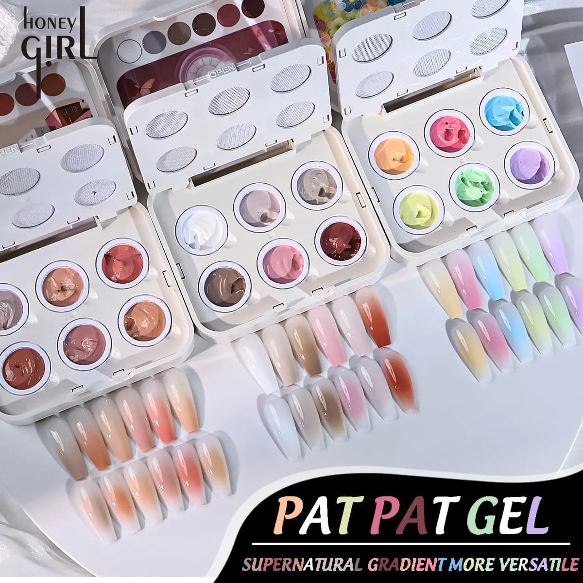 Set di 6 colori di gel per unghie effetto cuscino d'aria, sfumato, colore pelle nuda kaki, gel per unghie colorato effetto caramella macaron.