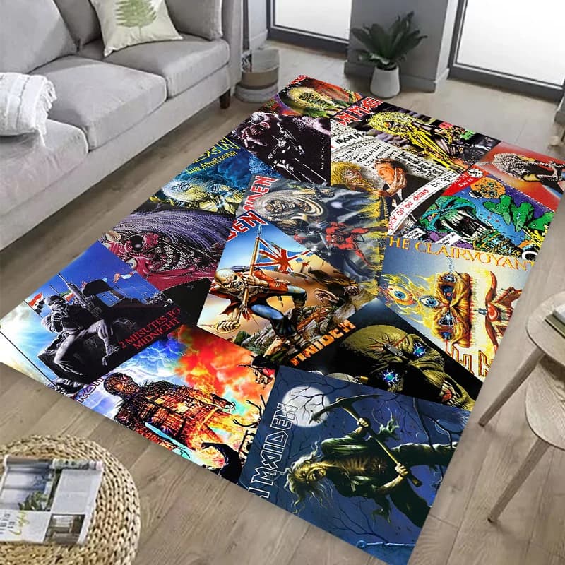 Tappeto con banda in metallo 3D Tappeto grande per soggiorno Camera da letto Divano Zerbino Decorazione per bambini Tappetino antiscivolo Decor Regalo di compleanno