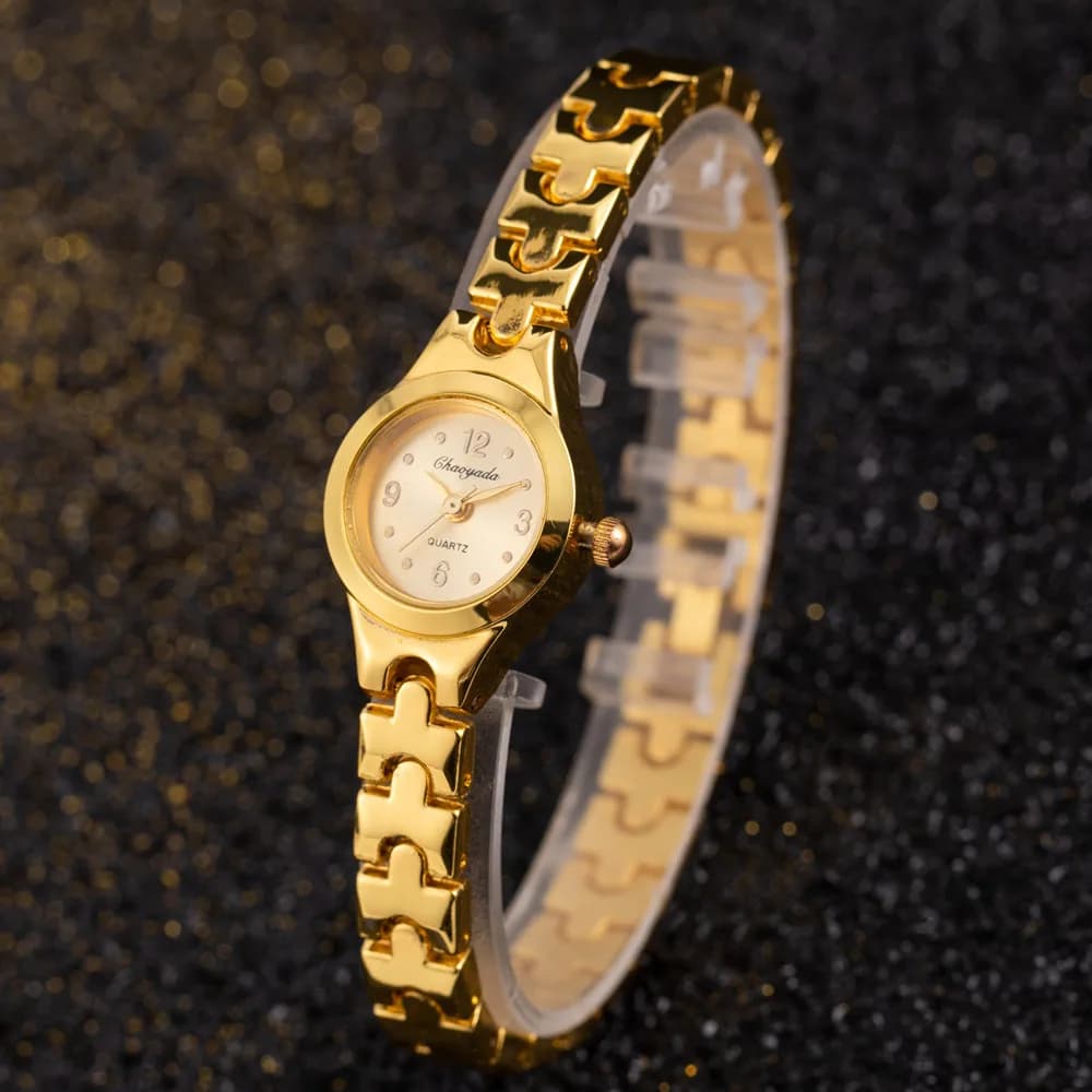 Luxury Women's Watch With Rhinestone Gold Bracelet Classic Stainless Steel Watches High Quality Ladies Quartz Wrist Watch Women's Gift