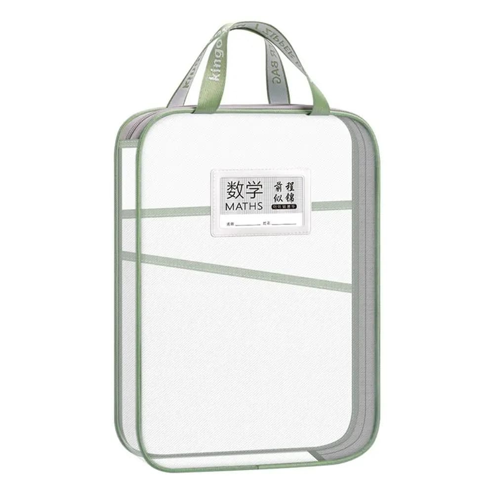 Multifunctional Mesh Zipper Pouch Thickened Large Capacity File Folder Bag Transparent with Double-Sided Label