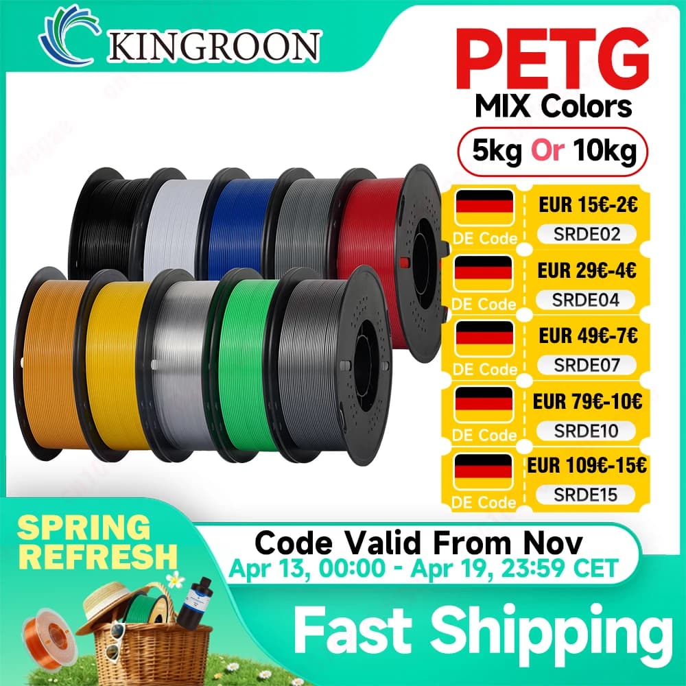 KINGROON 5/10kg PETG 1.75mm 3D Printer Filament Wire Vacuum Packing 1 kg/roll petg 3D Printing Material for Most FDM 3D Printers