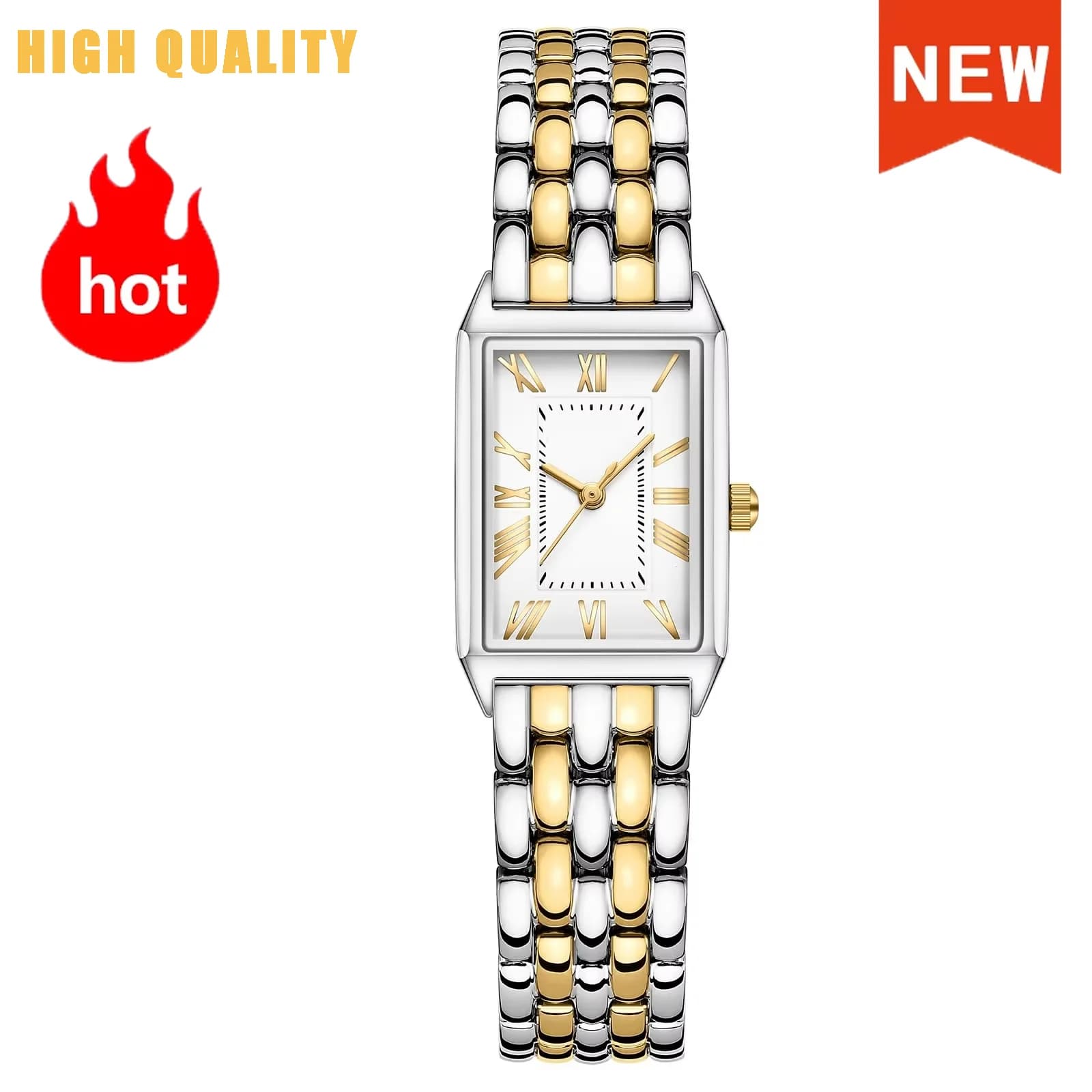 Watches for Women with Vintage Rectangular Case,Roman Dial,Stainless Steel Band,Adjustment Tool Included,Water Resistant