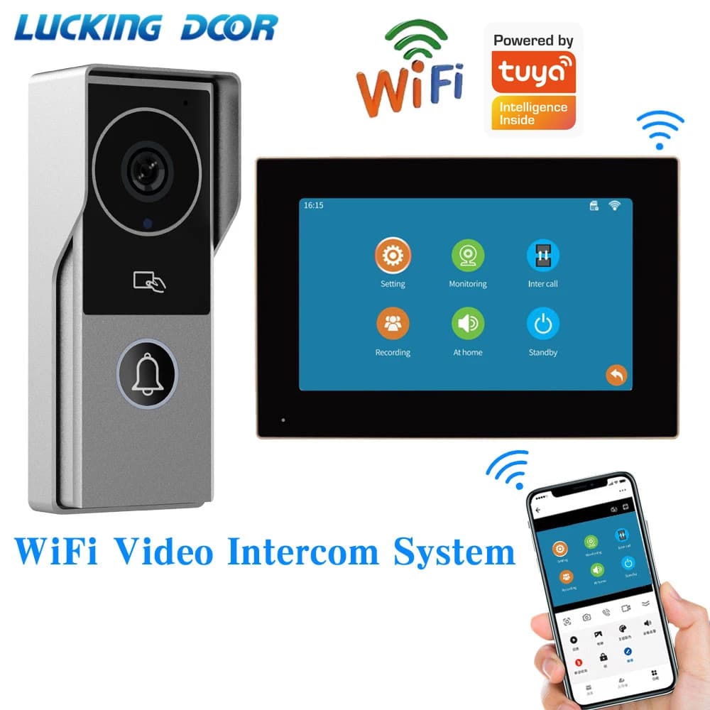 TUYA 1080P 7 10 pollici Touch Screen a colori Wireless Wifi Video campanello Smart APP kit citofono domestico per sistema di controllo accessi RFID