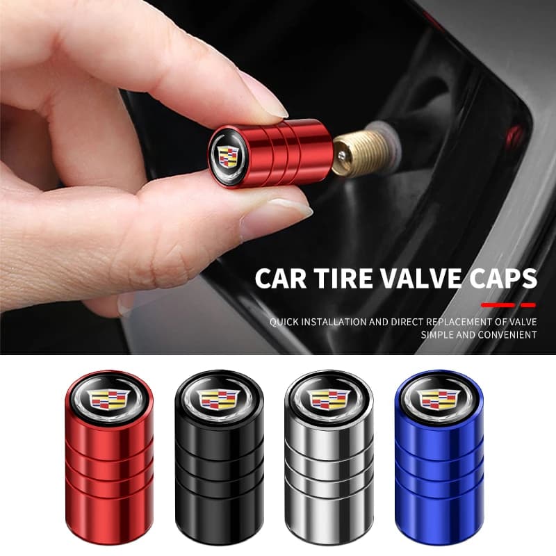 4 Pezzi Tappi Valvola Pneumatici Auto, Accessori per Cadillac Escalade CTS ATS SRX STS XT5 XT4 XT6 XTS CT4