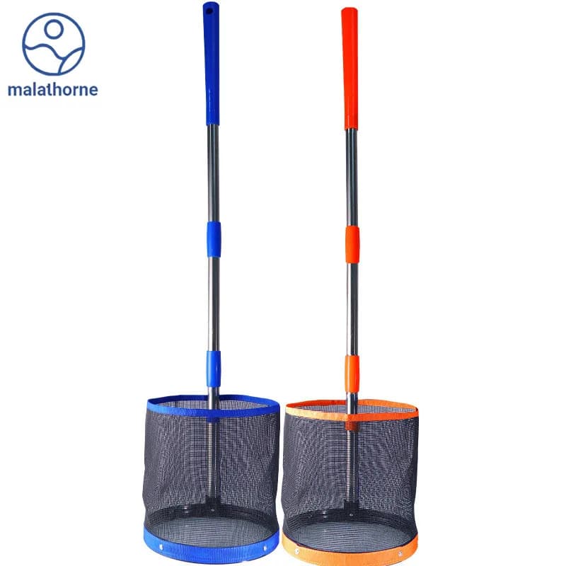 Raccoglitore di palline da ping pong con palo in acciaio inossidabile da 99 cm, secchio rotondo, raccoglitore di palline da ping pong, può contenere 140 palline