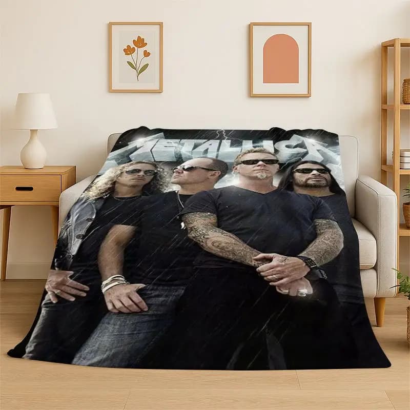 Metal Band M-Metallica Thrash Cartoon Soft Flannel Throw Blanket,Cozy Blanket for Bed,Couch,Sofa,Bedroom,Living Room,Picnic