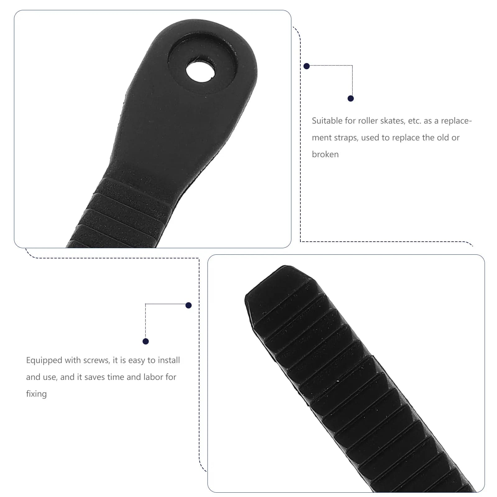 2 Pezzi Cinghie di Ricambio Nere per Pattini da Ghiaccio, 210mm, Accessori Durevoli per Fissaggio Pattini